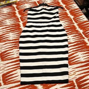Express Strapless Black and White Dress